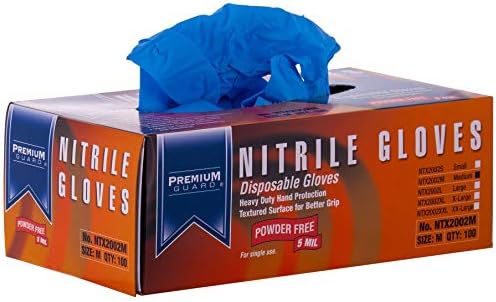 Premium Guard-mănuși din nitril-de unică folosință, fără pulbere, fără cauciuc Latex, 5 mil, mănuși albastre din nitril, 100