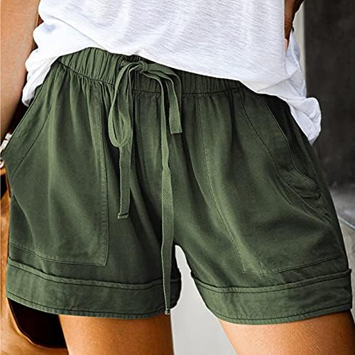 Pantaloni scurți yubnlvae pentru femei vara casual cu talie ridicată plus dimensiunea S-5xl Drawstring cu două buzunare laterale