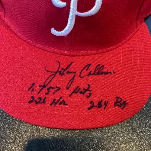 Johnny Callison 1757 Hits Semnat Inscris Philadelphia Phillies Hat JSA COA - Pălării autografate