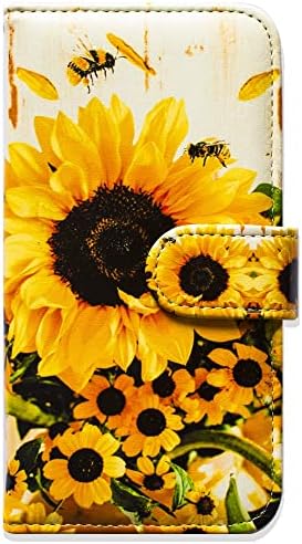 Bcov Pixel 7 caz, floarea-soarelui Bee Flip telefon caz portofel acoperi cu card slot titularul Kickstand pentru Google Pixel 7