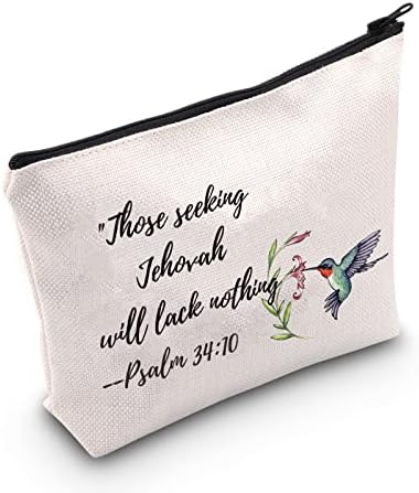 POFULL Pioneer School 2022 cadou JW cadouri Psalmul 34: 10 cadou celor care îl caută pe Iehova nu le va lipsi nimic bun geantă cosmetică
