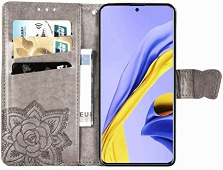 GYHOYA compatibil cu husa portofel Samsung Galaxy A51 pentru femei, Flip folio din piele cu suport magnetic și suport pentru Card husă de protecție pentru Samsung Galaxy A51 Butterfly Grey SD