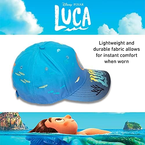 Concept One Disney's Pixar Luca Cotton pălărie reglabilă de baseball, cu margini curbate și plasture brodat, albastru, o dimensiune