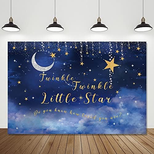 Crefelimas Twinkle Twinkle Little Star fundal pentru fotografie Moon Stars Galaxy Space Baby Shower fundal Foto noapte înstelată băiat sau fată petrecere Consumabile Fete Băieți Baby Shower recuzită