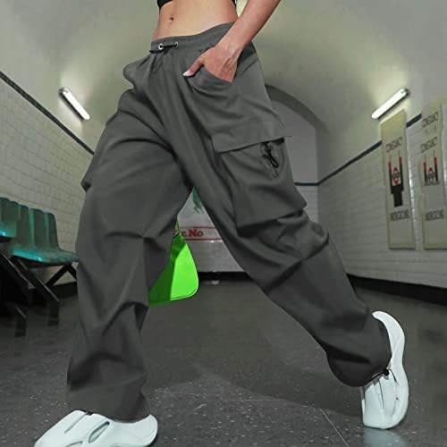 2023 Femeie Pantaloni de marfă Pantaloni cu talie înaltă cu buzunare relaxate se potrivesc pantaloni baggy drawstring y2k joggers