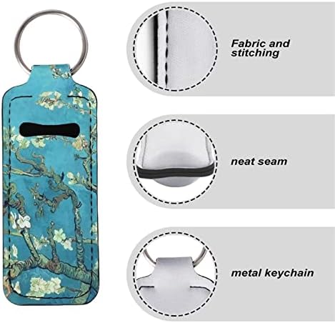 Suobstales Van Gogh Almond Blossom Tree cosmetice Bag portabil machiaj toaletă Husă + Chapstick titularul Keychain Set Pentru