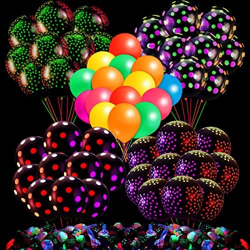 300 buc UV Neon buline baloane 12 Inch Blacklight Glow Light up baloane luminoase 10 Inch strălucire în întuneric Baloane latex