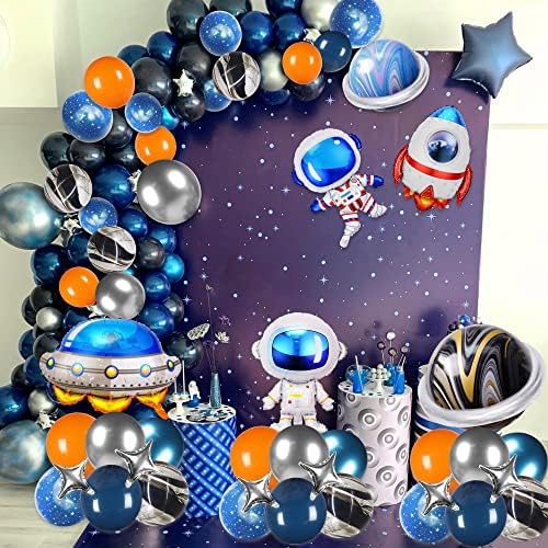 Baloane spațiale decorațiuni pentru petrecerea spațiului cosmic Astronaut rachetă baloane spațiale baloane albastre portocalii