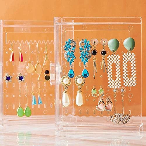 Cutie de bijuterii XJJZS-organizator de bijuterii din acril transparent cufăr / cutie de depozitare pentru machiaj CU4 sertare și suport pentru colier suspendat
