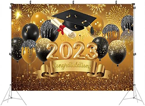 Hilioens 8 × 6ft Clasa din 2023 Absoluție fundal de aur Balloon de aur Felicitare Absolvent Felicitare College Colegiu Bachelor