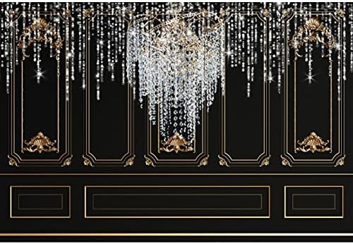 Lux fotografie fundal 8 x 6 ft sclipici surcea cristal candelabru stil european Retro negru perete vinil fundal Banner pentru Fotografie Fotografie fotografie Studio întâlnire Decor