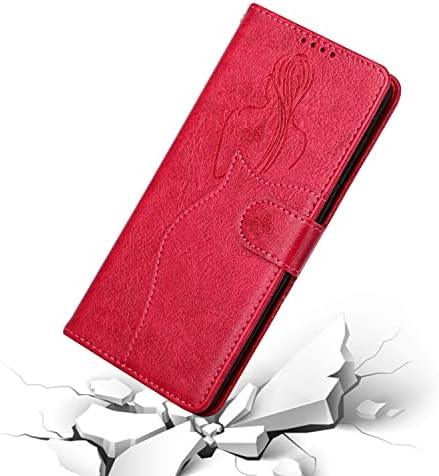 Caz IVY pentru Galaxy A33 5g Sexy fată înapoi portofel caz Flip Cover pentru Samsung A33 5g-roșu