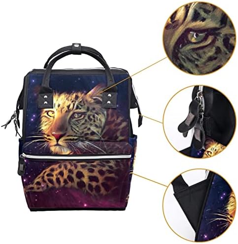 Rucsac de călătorie Guerotkr, rucsac pentru scutece, rucsac pentru scutece, Galaxy Art Animal Cheetah Purple Univers