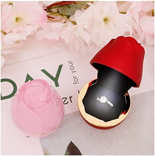 Naimo Rose Shape Box cu LED LED LUMIN LUCUIT CAZ DE CAZ CASĂ TRINKET Stocare Flori de Flori pentru Propunere Aniversare Nuntă