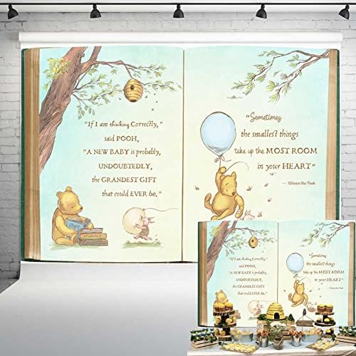 Claasic Pooh urs Baby duș fundal pentru băiat retro gigant carte primăvară copac Vintage fundal nou-născut Citat Albastru Galben