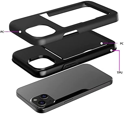 Gvozi iPhone 13 Mini caz hibrid robust Hard capacul din spate cu ID card de Credit Slot titularul portofel caz pentru Apple