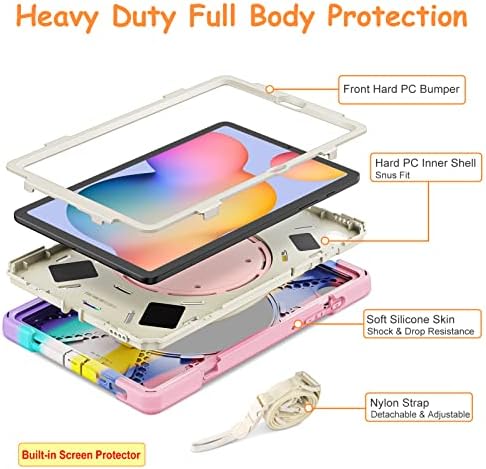 Kenobee Samsung Galaxy Tab S6 Lite 10.4 inch 2022/2020 Model Carcasă, 360 ° Roting Handle-Kickstand Cover Sockproof Cover Screen