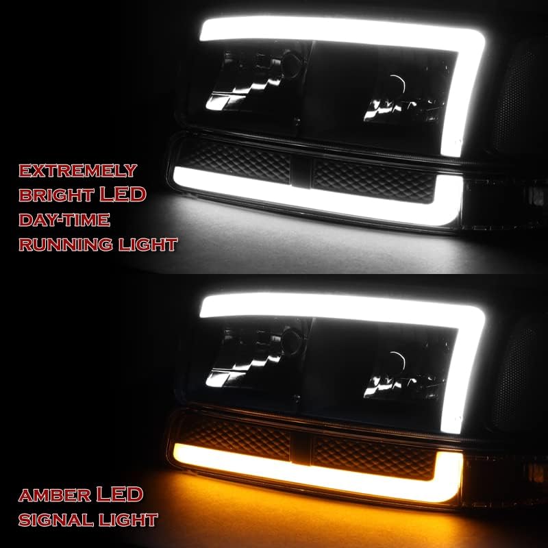 HYPERSPEED faruri + Bumper lampa 4buc W/LED alb DRL chihlimbar semnal luminos Strip Fit pentru 1999 2000 2001 2002 2003 2004 2005 2006 GMC Sierra Yukon, masina Mods