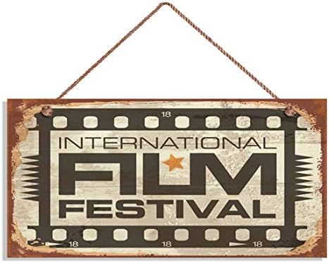 Semn de festival de film retro, decor rustic, decor de teatru, semn de 5 x 10, placă de perete, film internațional, semne