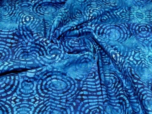 Minerva Batik imprimare bumbac Tesatura albastru-pe metru