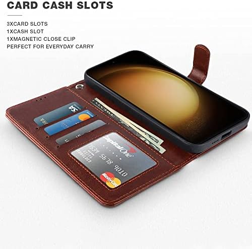 Scuturi pentru Galaxy S23 ultra Case, [detașabil] portofel Magnetic Case cu suport pentru Card & amp; curea de mână pentru