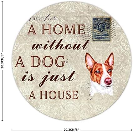 Bine ați venit o casă fără câine este doar o casă Basenji Vintage Aluminum Semn 8x8in, Dog Paw Vintage Wall Door Art Art, Decorația