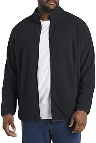 Big & Tall Essentials de Jacheta Polar Fleece Polar DXL pentru bărbați | poliester, cu zip complet cu manșete elastice