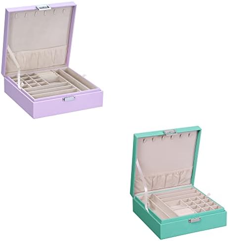 Cutie de bijuterii pentru imagini de produs BEWISHOME pentru fete femei, cutie de organizator de bijuterii cu 35 de compartimente,