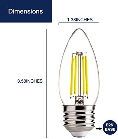 FLSNT 5000k Lumina zilei Dimmable LED Candelabre Becuri, 60W echivalent, B11 E26 base led candelabru Becuri, 550lm, 12 Pack