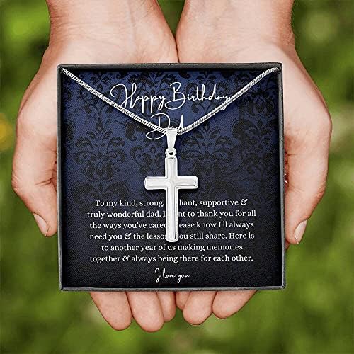 Mesaj bijuterii, colier handmade- Crucea de cadouri personalizate, cadou de naștere a tatălui de la fiică/fiu, cadouri sentimentale