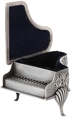 Cutii de bijuterii în formă de pian ZCxiyu pentru depozitarea suportului pentru Colier Vintage Embossment cutie de depozitare din aliaj suport pentru containere de bijuterii sigur și puternic