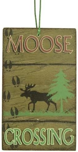 Crossing Moose, ornament de semn de lemn în miniatură, 4 inci