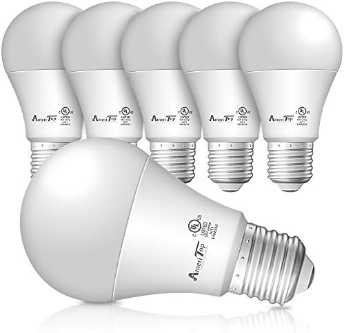 Becuri LED AMERITOP A19-pachet 6, becuri eficiente de iluminat general de 9w 830 lumeni, listate UL, non-Dimmable, bază Standard E26
