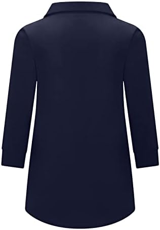 Dark Royal Royal Womens Lounge Top 3/4 Tricouri cu bluză cu mânecă Publingging Decolteu Turtleneck Spandex Fit Losed Supradimensionat