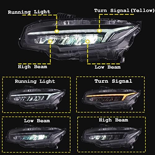 Faruri Aomsazto pentru a 10-a generație Honda Civic -2021,lampă de cap cu ansambluri de faruri de semnalizare secvențială