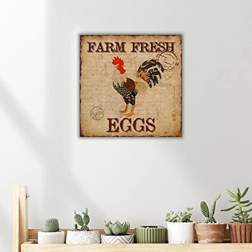 Farm ouă proaspete Semne din lemn Semne de pui vintage decorativ Farmhouse Art Art Art Funny Farmhouse Wood Sign for Home Chicken