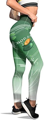 Pantaloni de Yoga Yalfjv Talie Înaltă cu buzunare pentru femei jambiere Paddystripes Pantaloni pentru pantaloni de imprimare Yoga Pilates noroc Verde