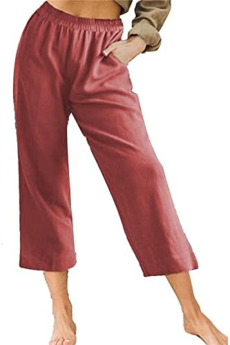 Dghm-jlmy pentru femei solidă talie elastică solidă pantaloni de lenjerie casual pantaloni drepți confortabili lounge joggers pantaloni cu buzunare