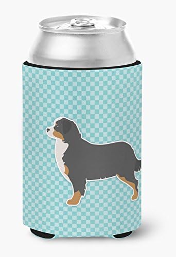 Caroline's Treasures BB3719cc Bernese Mountain Dog Checkerboard Can Blue sau Bottle Hugger, Can Mânecă COOLER HUGGER MASHER BINE STABLABIL MANEVE HUGGER ISOLSULATOR pliabilă Izolație izolată