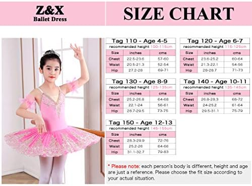 ZX Girls Camisol Fuste Leotard Rochie de balet Sparkle Lace Swan Lake Tutu Ballerina Costume pentru competiție 4-13y