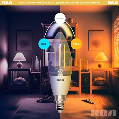 RCA Dimmable și Tunable Wi-Fi Amber LED Smart Becuri / Vintage B11 LED bec, 4W, 320 lumeni / Control de oriunde / Hub-Free Design / Google și Alexa bec Compat