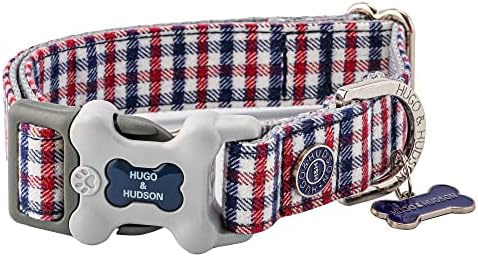 Hugo & Hudson Fabric Fabric Nylon Gullar cu cataramă cu clipuri de siguranță cu eliberare rapidă - guler pentru animale de companie moale și confortabil - Pepene verde roz - M