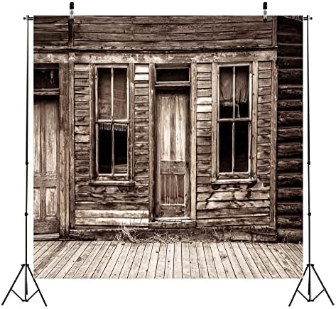 Beleco 10x10ft țesătură veche casă din lemn cabină fotografie fundal Rustic fermă fermă hambar ușă ponosită ferestre scări podea din lemn oraș vestic fundal rural Cowboy studio foto recuzită