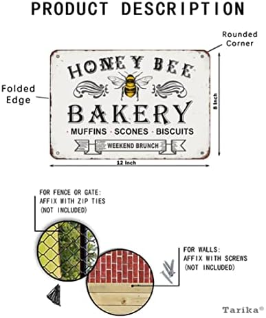 Tarika Honey Bee Brutary Brutary Biscuiți Biscuiți Vintage Look 8x12 inch Iron Decorare Semne pentru bucătărie pentru bucătărie pentru fermă de cafea bar amuzant de perete