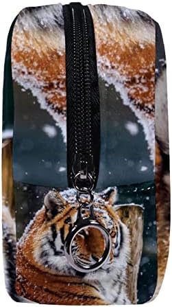 Geanta de machiaj mic, pungă cu fermoar Organizator cosmetic pentru femei și fete, tigru de zăpadă pentru animale