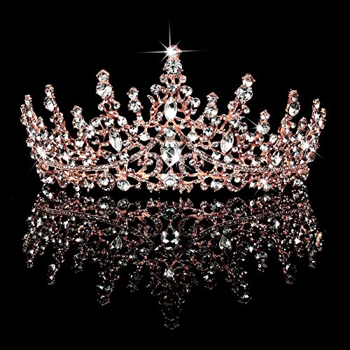 TOBATOBA cristal nunta Tiara pentru femei Rose aur coroana pentru femei Royal Regina coroana Headband metal Printesa Tiara
