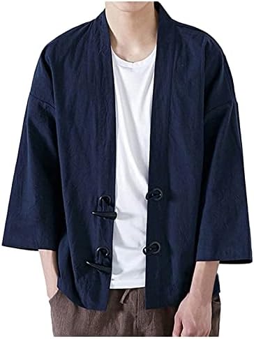 Jachete pentru barbati Moda japoneză Yukata Casual haina Kimono uza bumbac Vintage Vrac Top Jachete