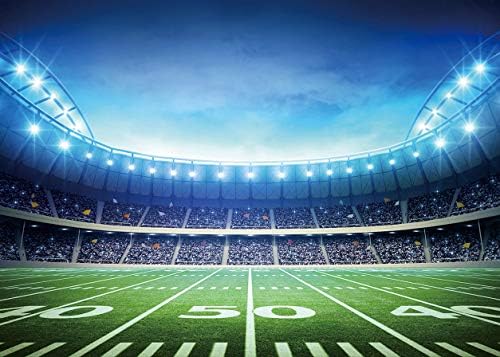 LYWYGG 8x6ft Super Bowl fundal teren de fotbal fundal fotografie recuzită Auditorium lumina tematice castron noapte Spotlight