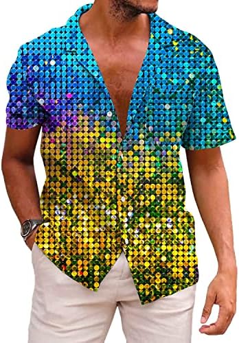 KYKU Men ' s 70 Disco camasa Vintage buton sus tricouri maneca scurta