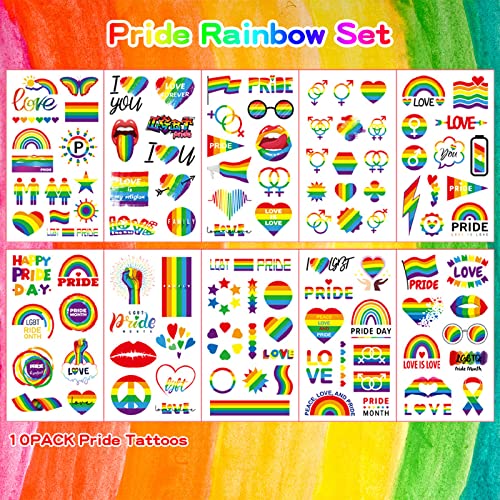 10 Pack tatuaje temporare 500pcs Pride Rainbow Heart autocolante 30 Pack Pride Flag Pride Accesorii Pentru Femei Bărbați Parade
